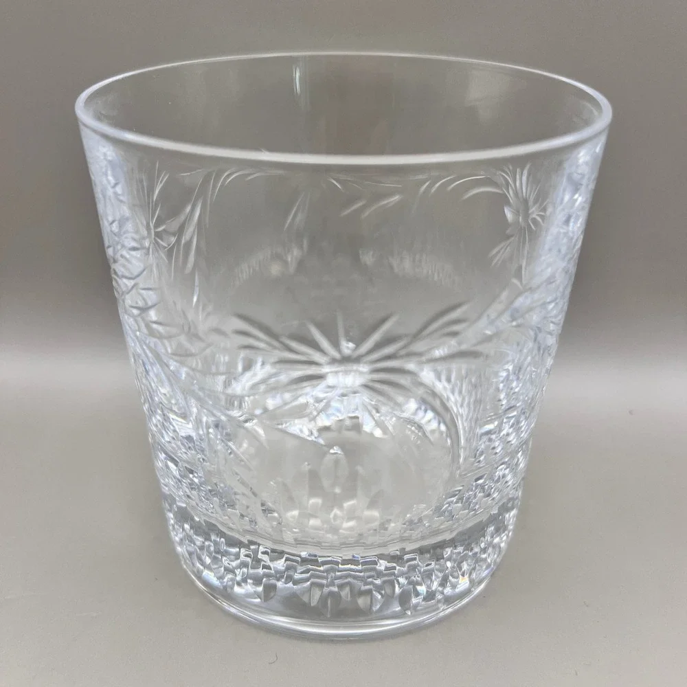 Set of 5 Vtg Tiffin Franciscan Cut Whiskey Rocks Glasses‎ Floral Barware